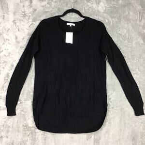 Madewell Women’s Black Waffle Knit Crew Neck Hi Low Sweater Long Sleeve XS